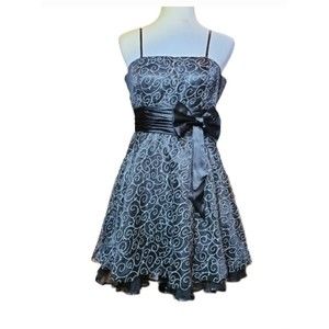 Dancing Queen USA Black and Silver Glitter Design with Tulle Dress Size L
